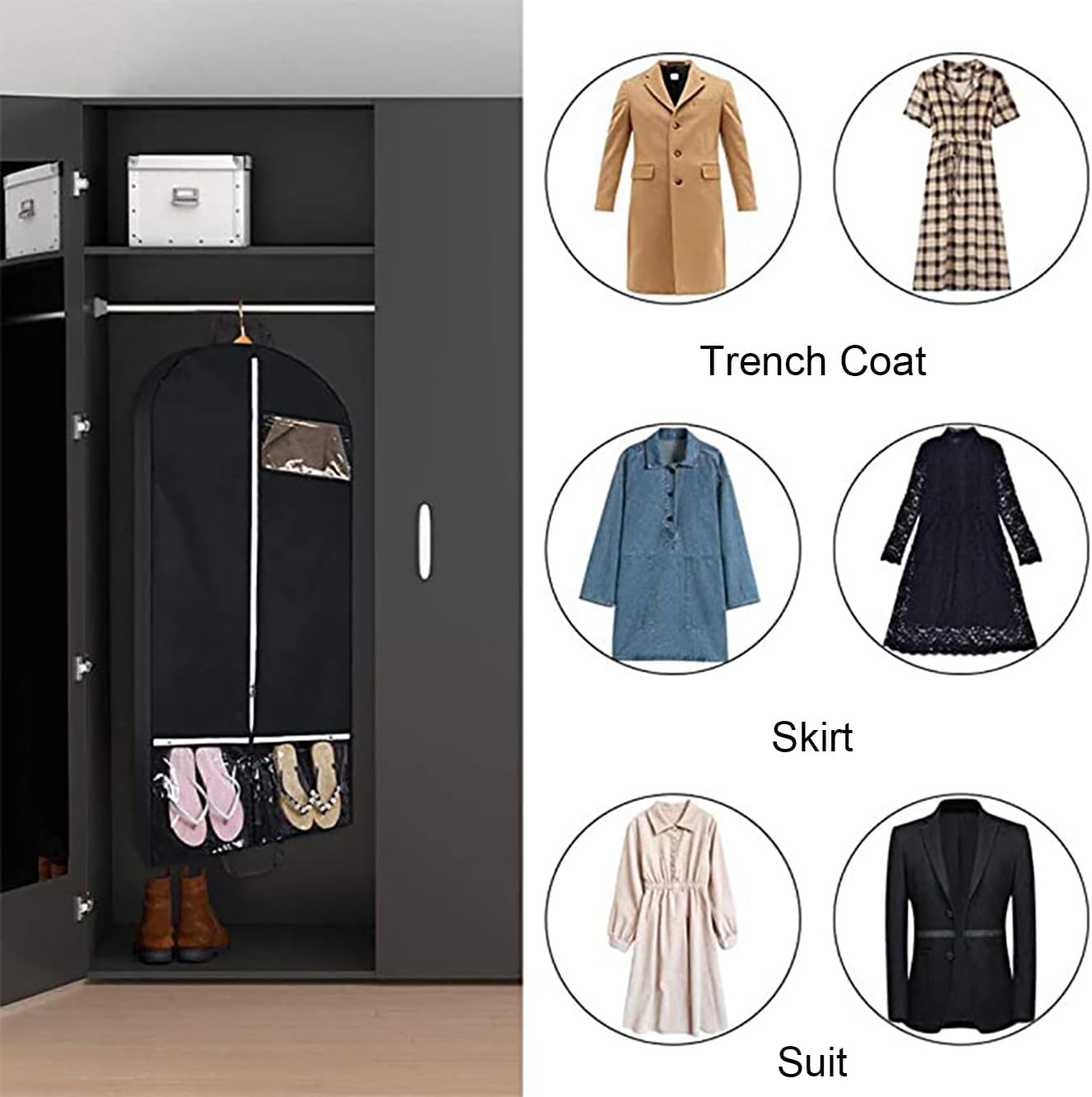 Garment Bags Hanging Clothes Travel, 50.4 Inch Long Suit Bags Cover for Women Dresses and Men Coats — image 4