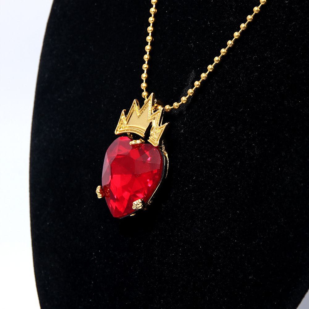 Red Heart Golden Crown Necklace Descendants Queen of Hearts Ruby birthstones Costume Fan Jewelry Valentine's (red) โ image 4