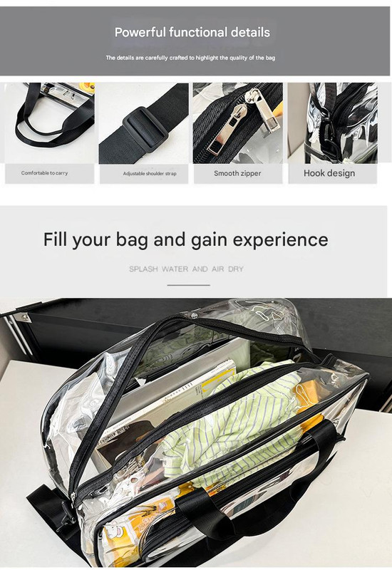 Silver transparent Multi-Purpose Clear PVC Bag - Travel, Fitness, Storage Tote (50x32x18cm) — image 4