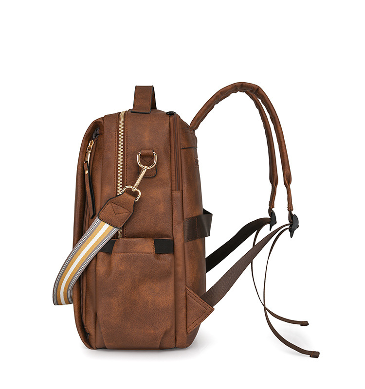Grey Women's Vintage PU Leather Anti-Theft Backpack - Convertible Shoulder Bag & Laptop Rucksack for Travel & Daily Use — image 4