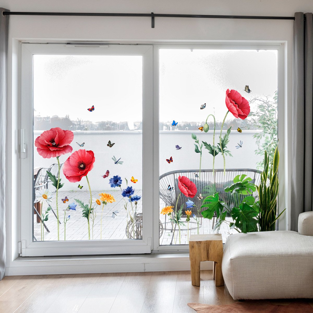 Static window sticker - Wall decoration - 30*54cm - flower plant - PVC - colorful — image 4
