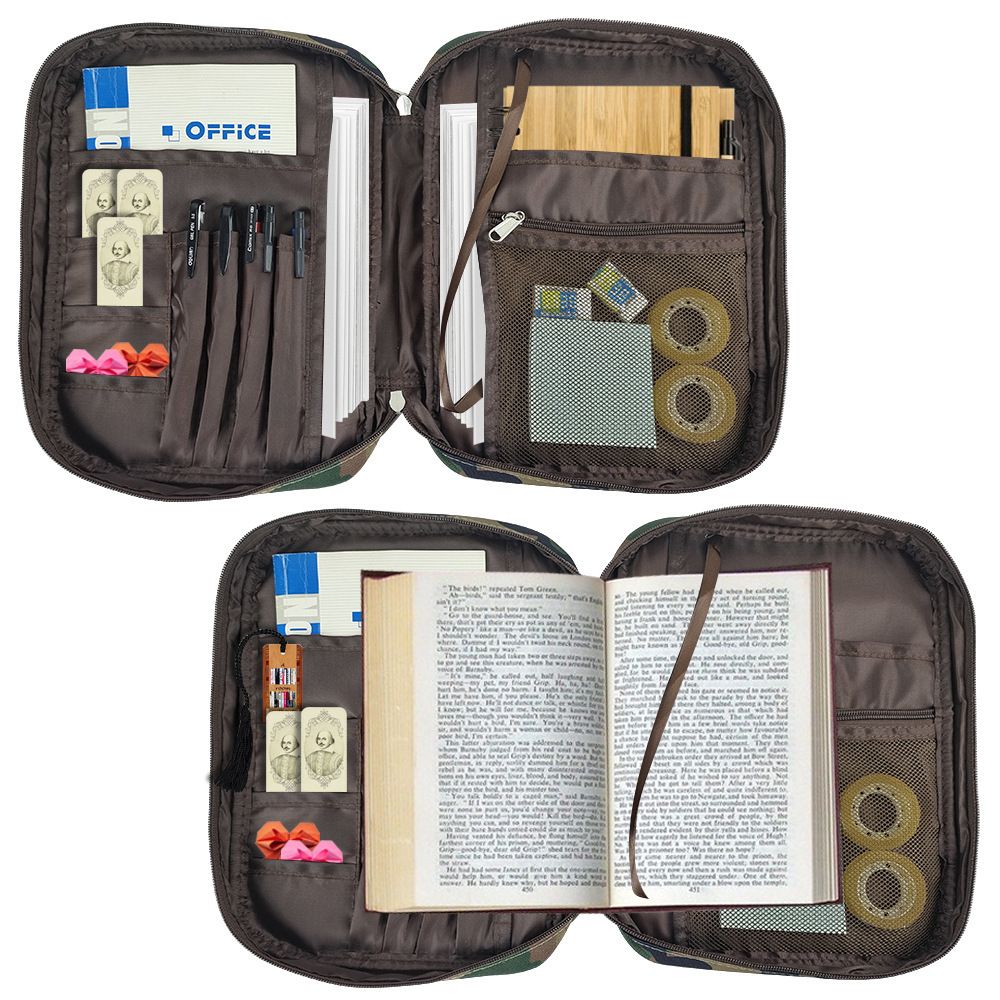 Bible Covers for Men with Carrying Handle, Camouflage Book Cover Case with Zipper Pocket Bible Cover for Mom Ladies Teens Girls — image 3