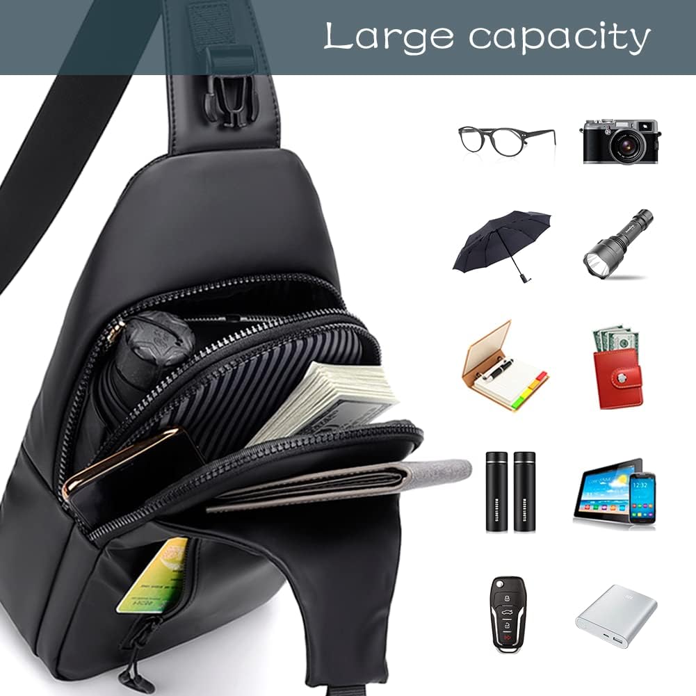 Small Crossbody Sling Backpack Casual Chest Daypack with USB Charger Port Waterproof Outdoor Chest Sling Bag Shoulder Chest Bag Daypack for Women & Men Perfect — image 2