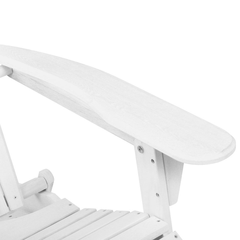 Gardeon 3PC Adirondack Outdoor Table and Chairs Wooden Sun Lounge Beach Patio White โ image 6