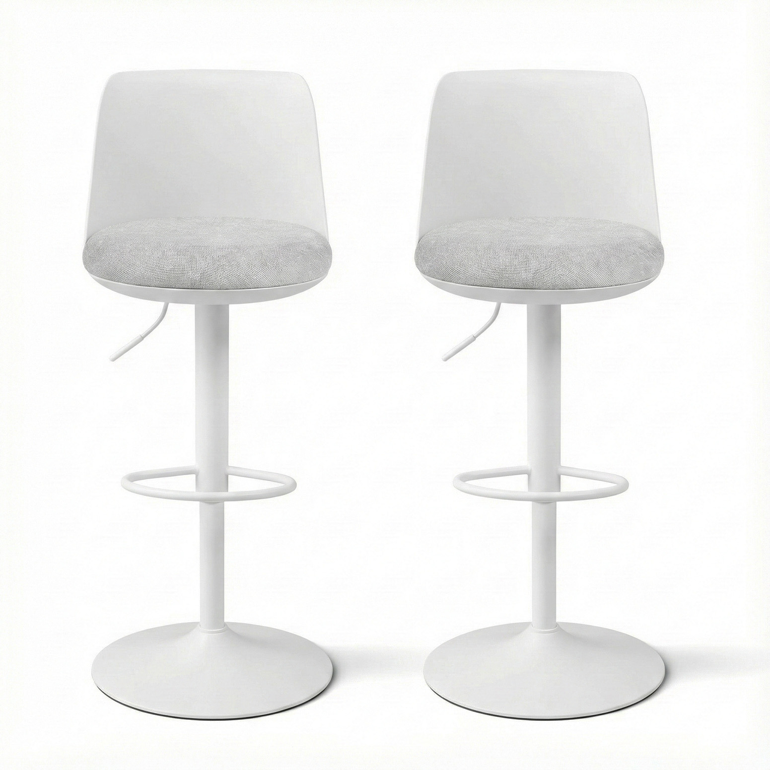 Artiss 2x Bar Stools Kitchen Swivel Gas Lift Counter Dining Chair Curved White — image 3