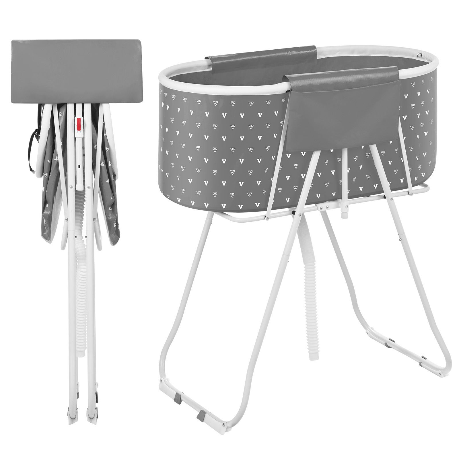 Portable Dog Bathtub, Elevated & Foldable Space-saving Pet Shower Station with Efficient Drainage, Bathing Tub for Washing & Grooming Small and Medium Size