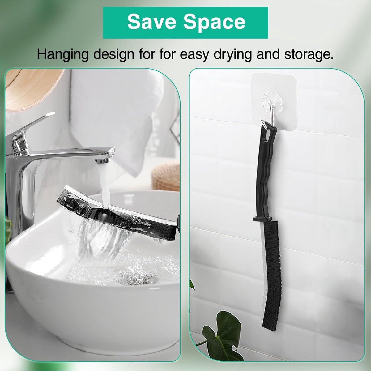 3 Pieces Crevice Brushes - Gap Brush - Narrow Cleaning Brush - Long Handle - Bathroom Cleaning Brush - Stiff Brush with Bristles - Long Handle - Gap Cleaner — image 2