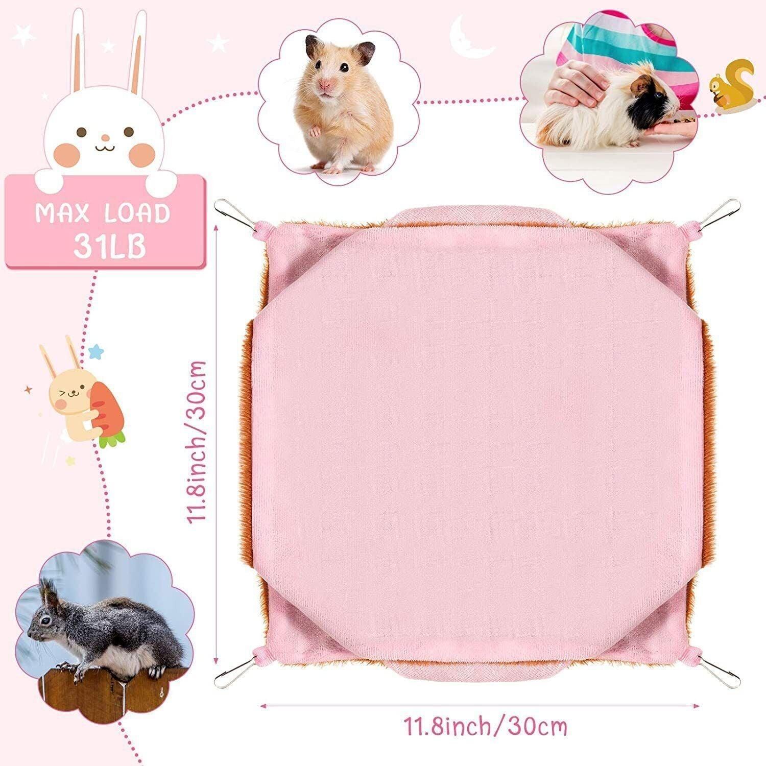 Hanging Hammock Nest Bed for Hamster Guinea Pig Ferret Rat Mice Cage Warmer Toy - Pink Rabbit โ image 4