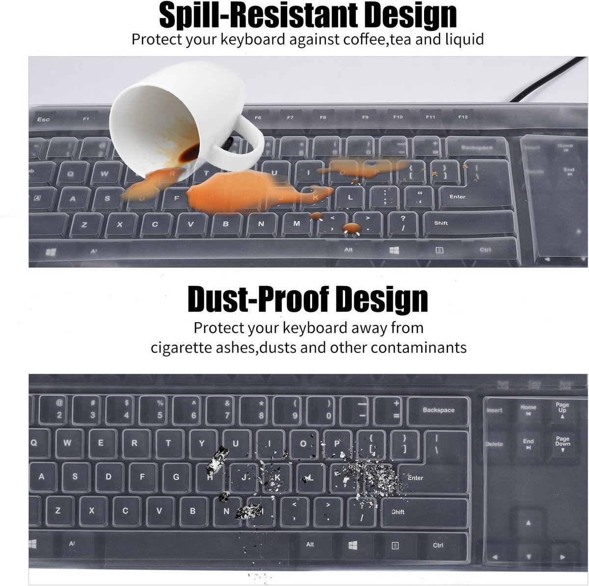 Keyboard Cover - Keyboard Protector - Silicone - Waterproof - Dust and Splashproof - Keyboard Protection - Cover - Dust Cover for Keyboard - For Keyboards โ image 4