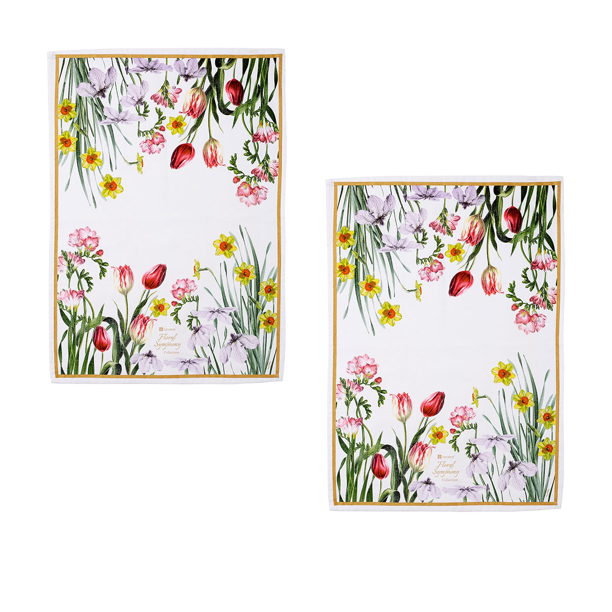 Ashdene Set of 2 Floral Symphony Cotton Kitchen Tea Towels 50 × 70 cm