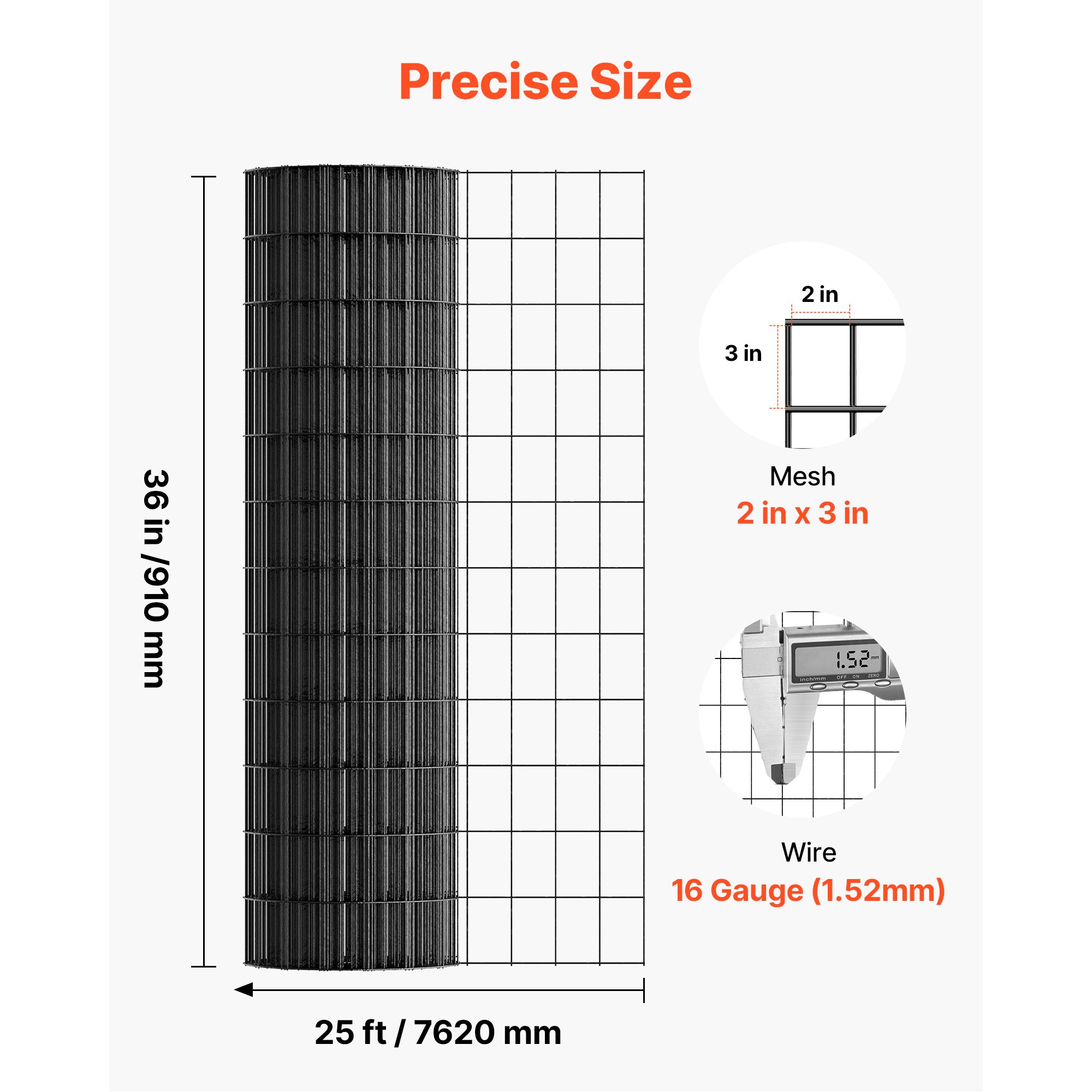 Hardware Cloth 91cm x 7.62m, 2 × 3 in Mesh 16 Gauge Galvanized Wire Mesh Roll, Weather-Resistant Vinyl Coated Chicken Wire Fencing, Heavy Duty Welded Garden — image 3