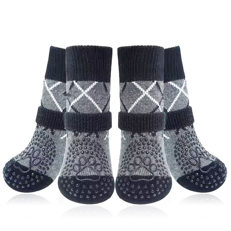 4PCS Dog Socks to Prevent Licking Paws for Hot/Cold Pavement | Puppy Boots & Paw Protectors for Hardwood Floors Anti Slip, Socks with Grippers — image 4