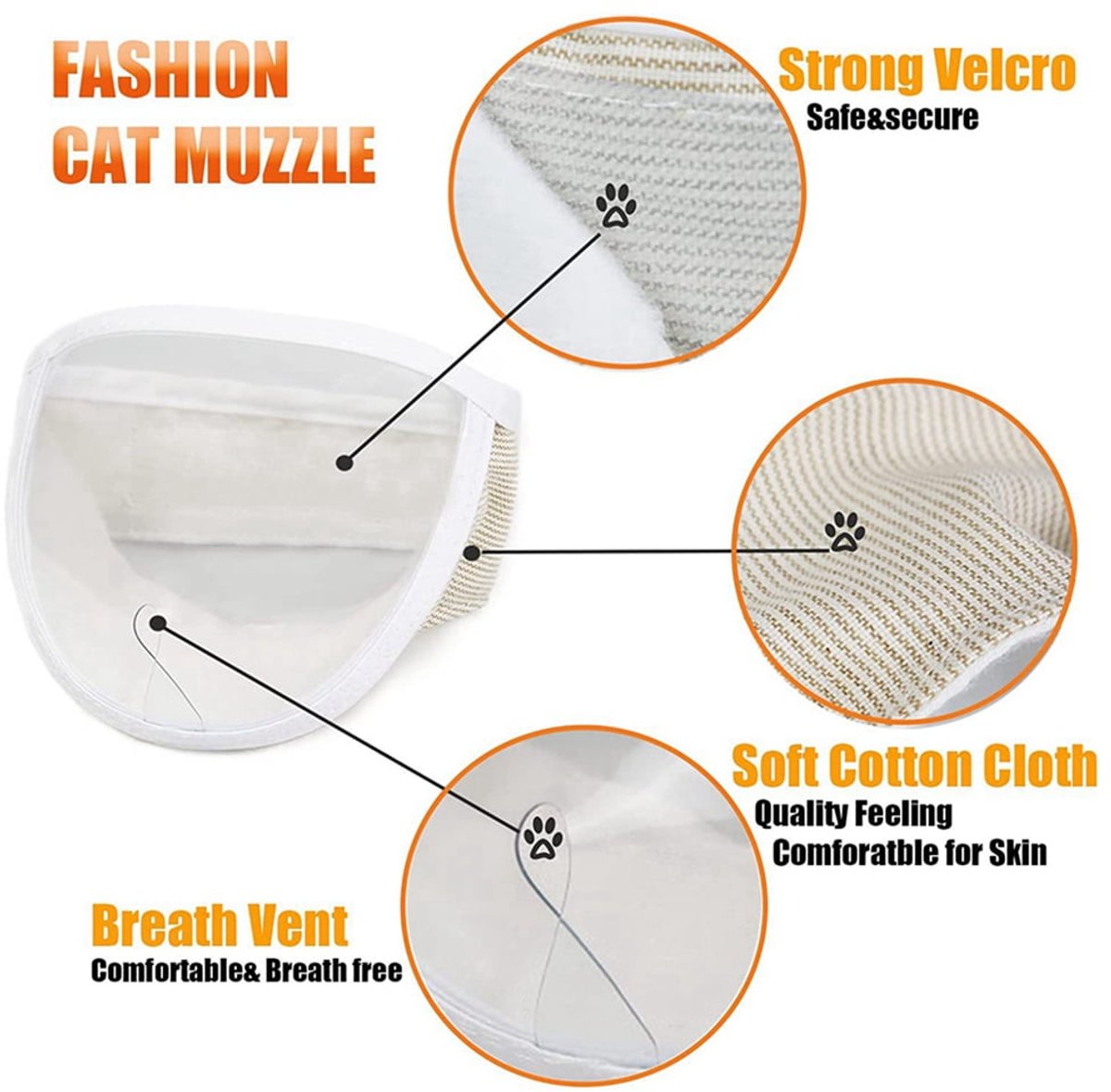 1 Piece - Adjustable Visor - Muzzle with Wide Field of View - Breathable and Bite-Resistant Muzzle - Muzzle for Cat Grooming(S:Suitable for cats with a head — image 2