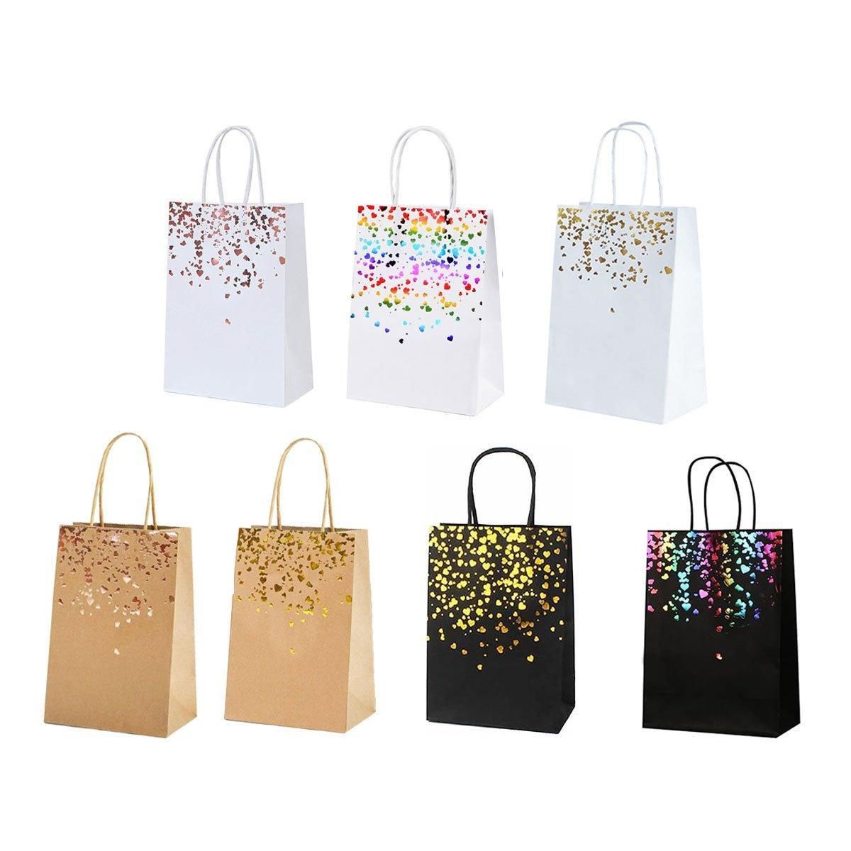 30PCS Kraft Paper Gift Bags Small Love Candy Bags Gold Foil Wedding Party Favors - Kraft Brown-Gold Foil โ image 3