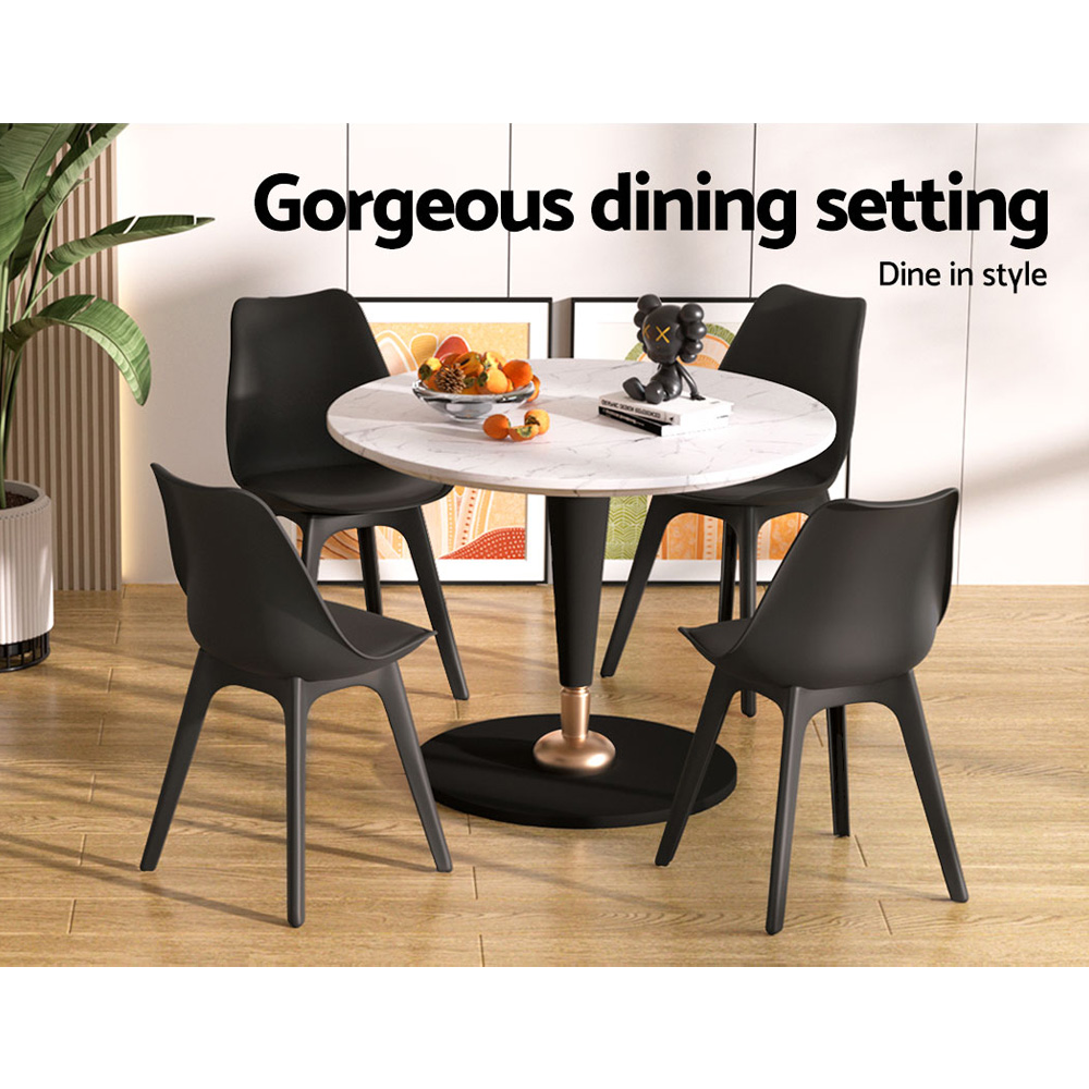 Artiss Dining Chairs Set of 4 Leather Plastic DSW Replica Black — image 6