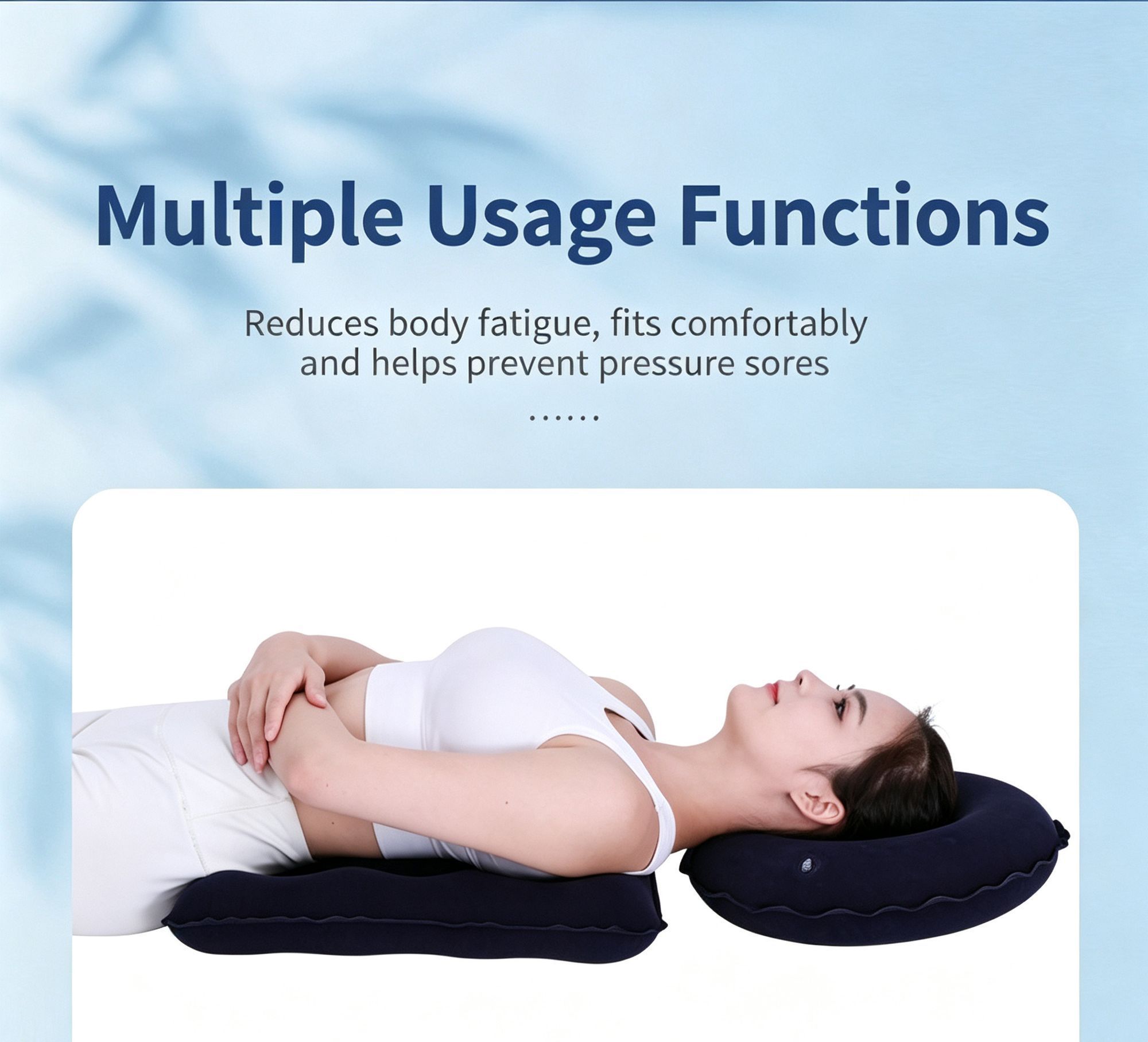 Flocked Inflatable Small 9 Hole Square Anti Pressure Sore Cushion, Tailbone & Hip Support Pad, Blue, Compact Design For Daily Use ā image 5