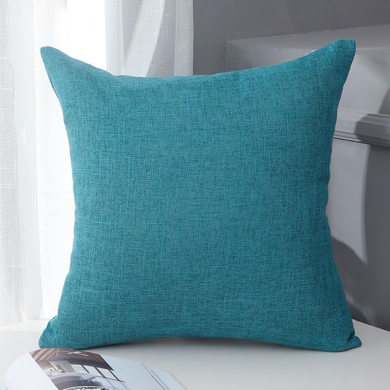 Le Su Cotton Linen Cushion Solid Color with Core 33# Blue 40*40-pillowcase 420g thick pillow core