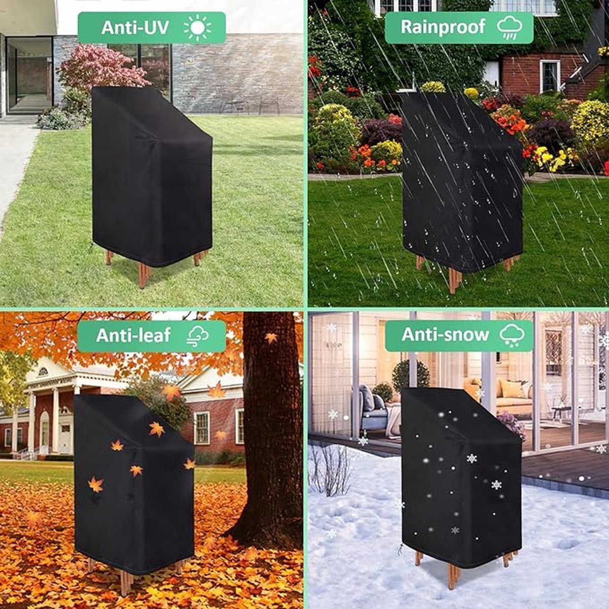 2-Piece Garden Chair Cover - Garden Chair Protective Cover - Durable - Waterproof - With Buckle and Drawstring - Dustproof - Anti-UV - Protect - Fixed — image 3