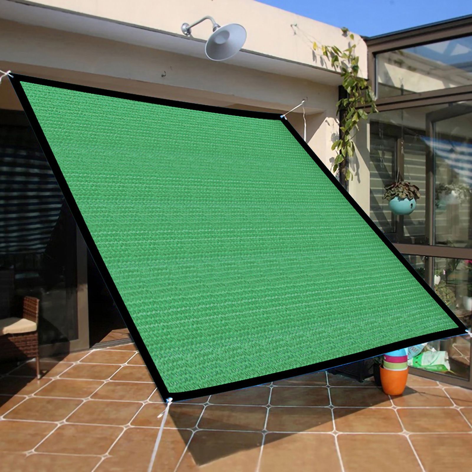 Sun Shade Sail Breathable Farbic Canopy Awning Shelter Rectangle UV Block Canopy for Patio Backyard Lawn Garden Green 3x4m / 9.8x13.1ft โ image 5