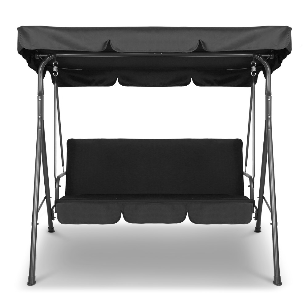Gardeon Outdoor Swing Chair Garden Chair Bench Furniture Canopy 3 Seater Black — image 3