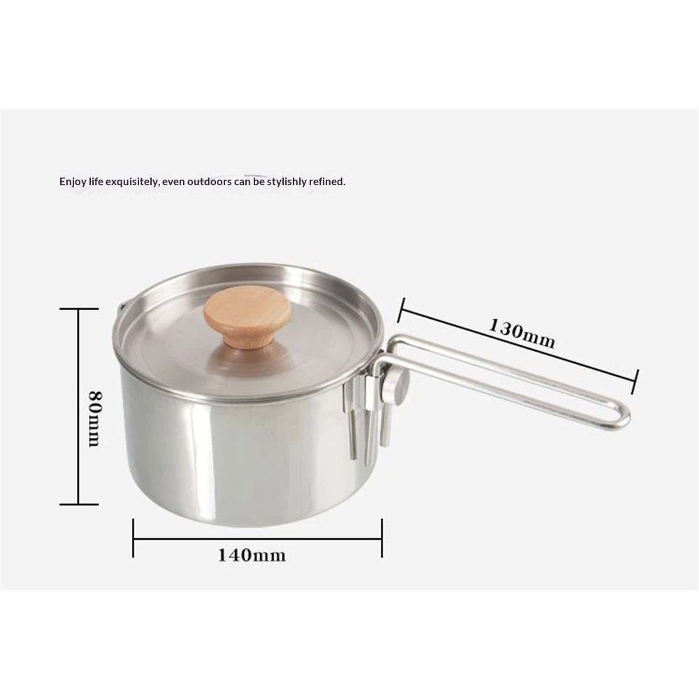 Stainless Steel Camping Pot with Lid and Removable Handle, Light Weight Outdoor Camping Kettle, Easy Clean Camp Boiling Pot, Cooking Pot for Picnic, Hiking — image 4
