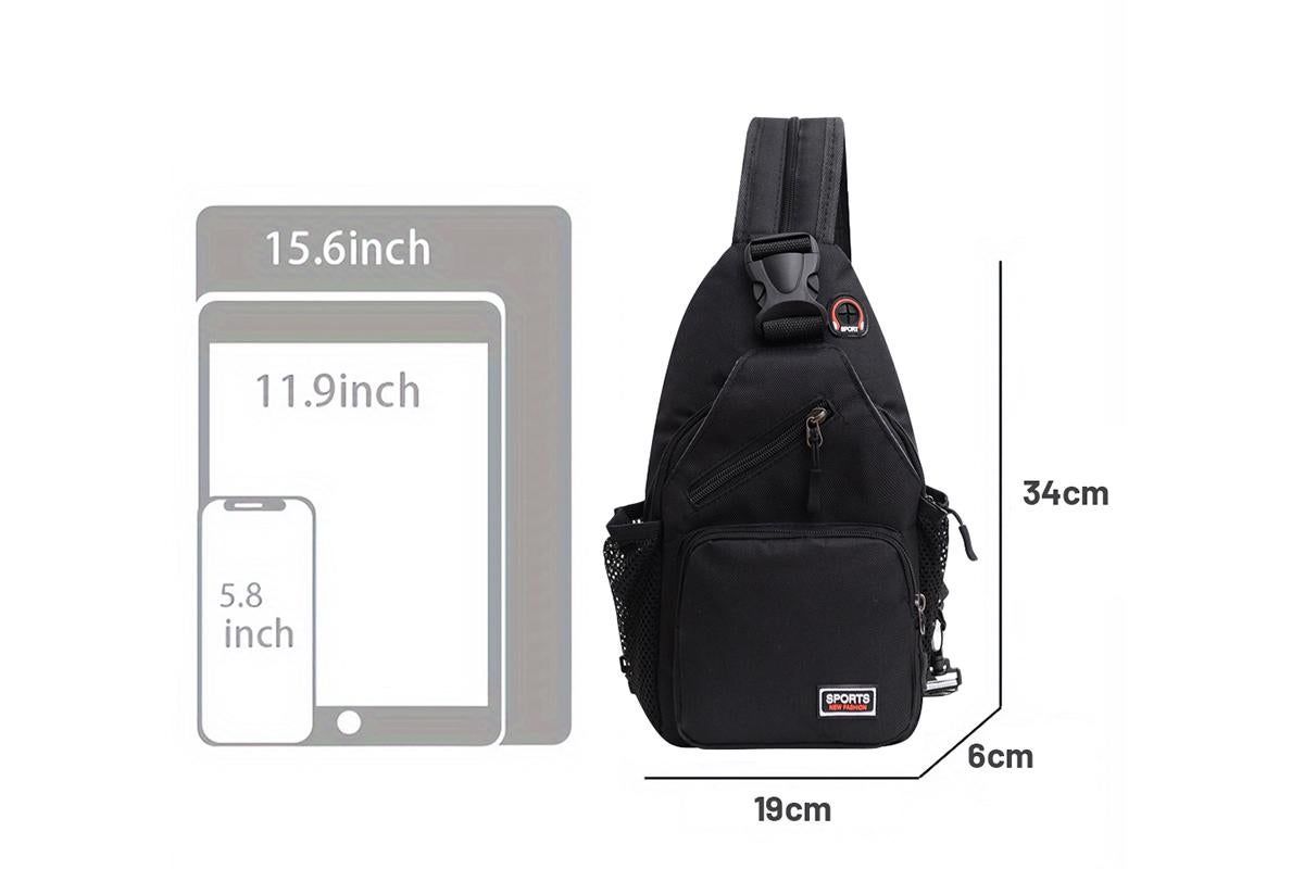 Water-resistant Chest Pack Outdoor Travel Shoulder Sling Backpack Crossbody Bag -Black — image 4