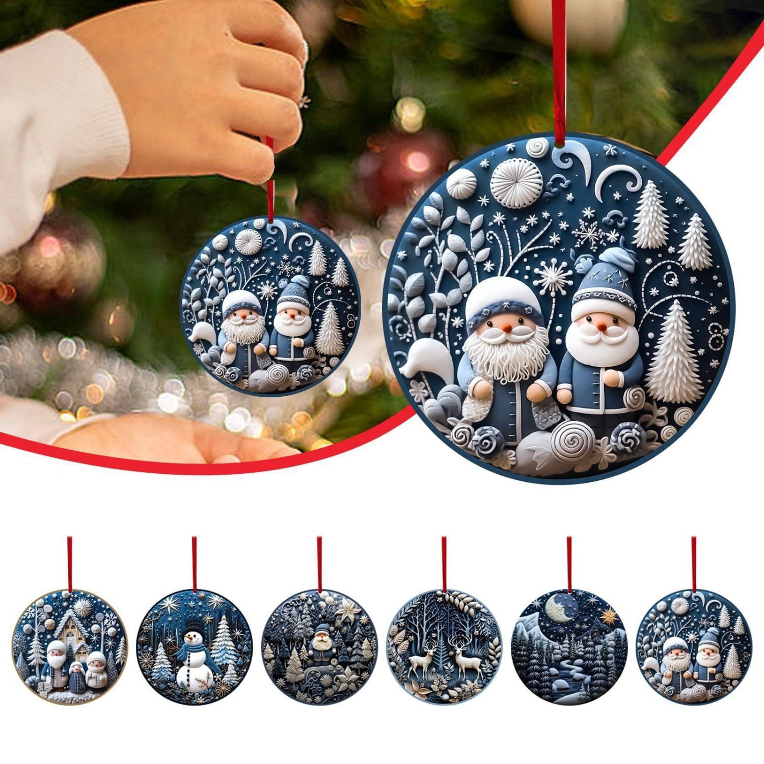 6Pcs Christmas Tree Hanging,Ornament Snowman Elk Christmas,Tree Decoration for Xmas Home DécorChristmas Hanging Ornament — image 3