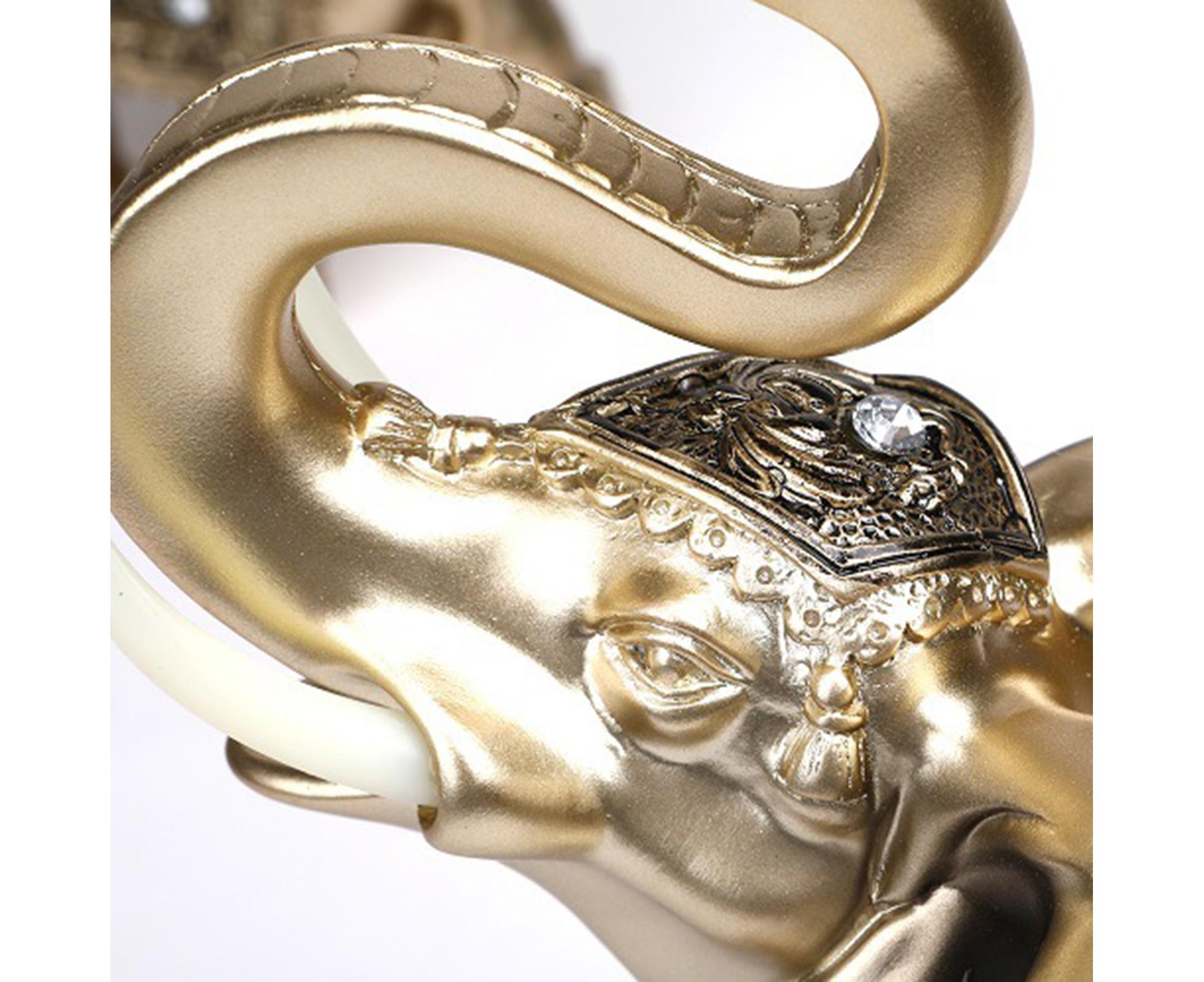 Eye-catching Elephant Figurine Fine Symbol Resin Elegant Elephant Trunk Sculpture for Home-Golden S — image 3