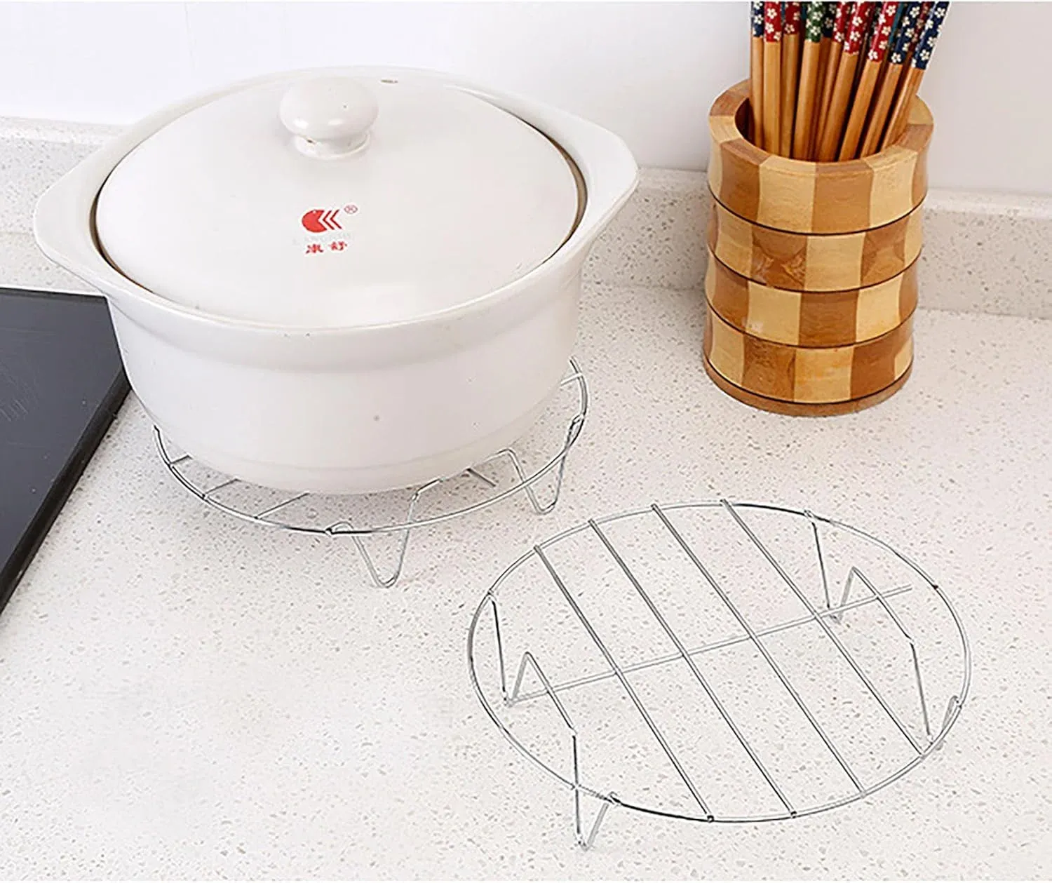 2 Pcs Stainless Steel Steaming Rack Set, Round Trivet Cooling Stand for Pot Pressure Cooker, 5.9 Inch โ image 4