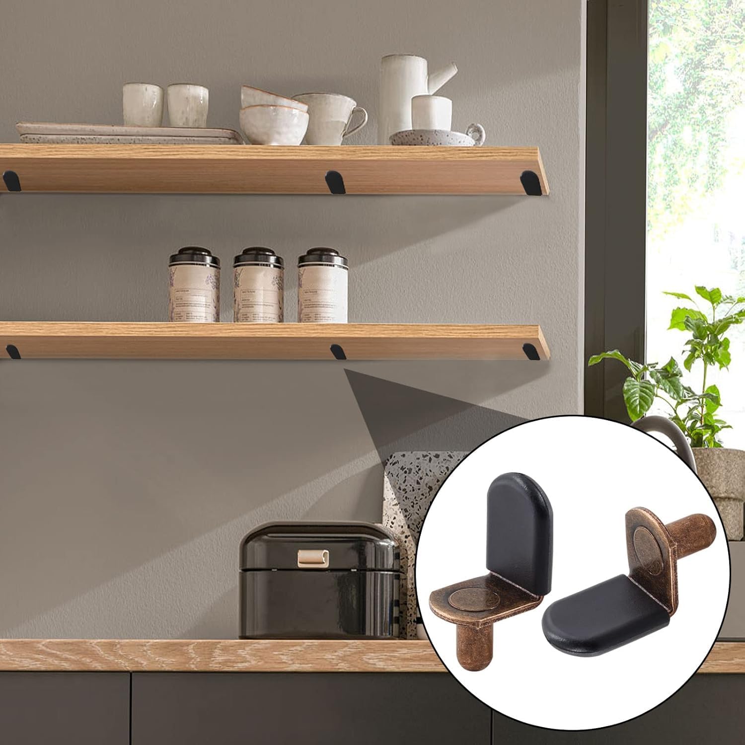 Biaungdo 60 Pcs Shelf Support Pegs, 1/4 Inch L-Shaped Clips with Rubber Sleeve, Cabinet Shelf Pegs for Bookshelves Glass Corner Shelf Cabinet Furniture — image 6