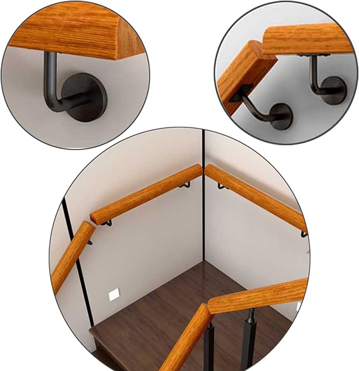 5 pieces - Handrail holder - handrail brackets - wall bracket - handrail support rod - Staircase Handrail Support - 6*8 cm - black - stainless steel - for โ image 2