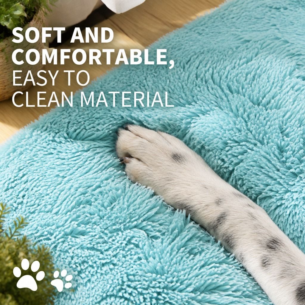 Pet Dog Bedding Warm Plush Round Comfortable Nest Comfy Sleep kennel Green 120cm — image 5