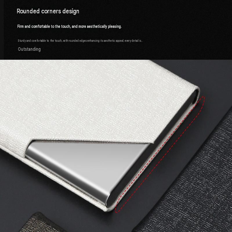 Blue Stainless Steel and PU Leather Business Card Holder - 95mm x 63mm - Magnetic Flip Cover, Velvet Lining, Professional Office Accessory โ image 6