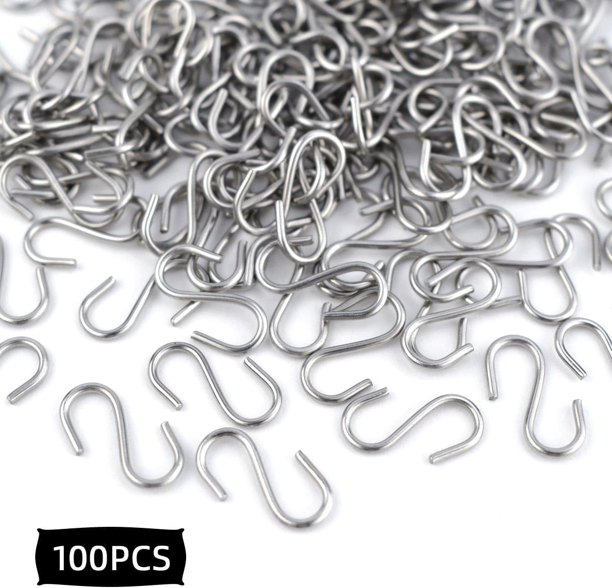 100 Mini S Hooks - Metal Shaped Hangers for Crafts, Jewelry & DIY Key Chains — image 4