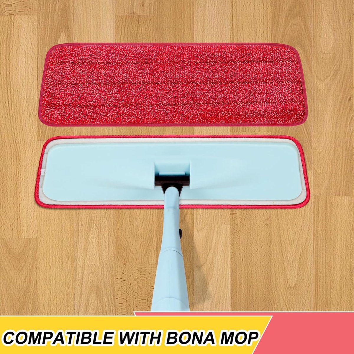 8 Pack 16.5 inch reusable mop pads Microfiber spray mop replacement heads - mop head replacement Suitable for wet/dry mopping compatible with Bona floor care — image 3