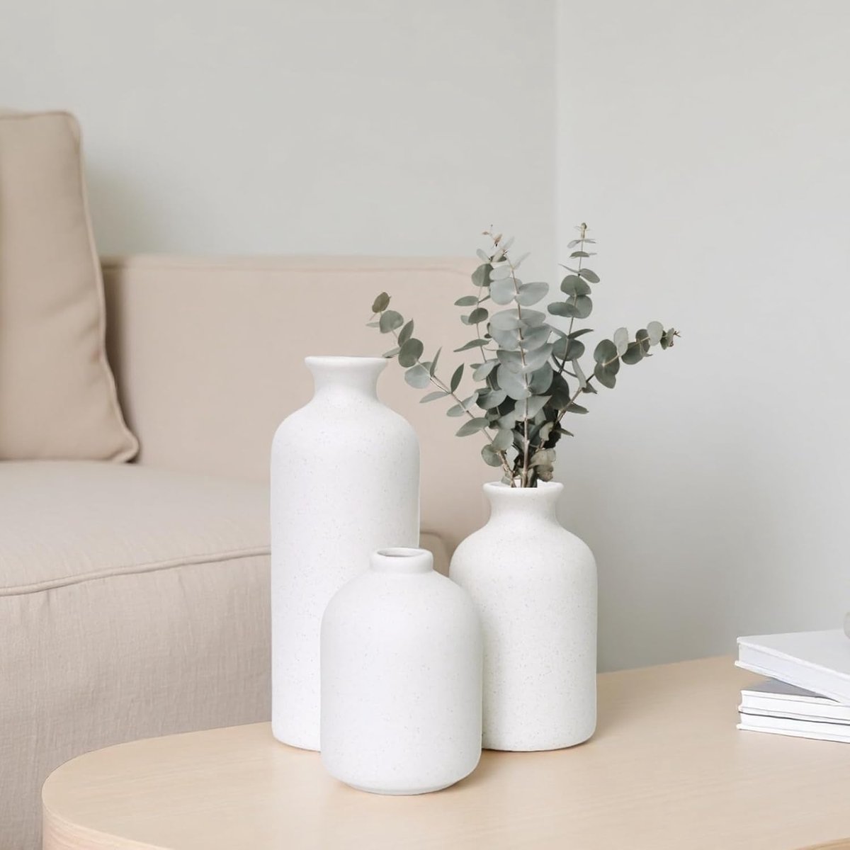 Ceramic vase set - Modern home decor vases - Suitable for bookshelves, living rooms, bedrooms, dining table decoration, gifts and small flower arrangements (3 — image 4