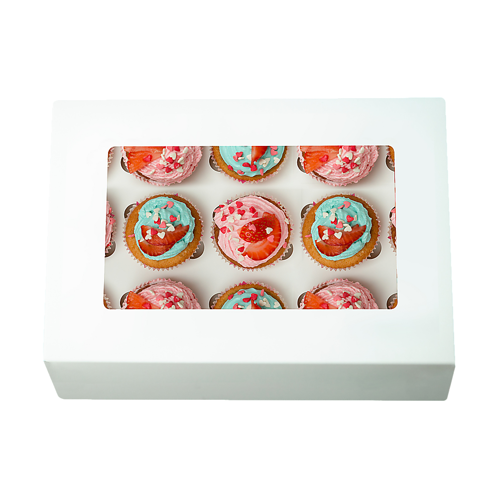 50pcs Cupcake Boxes 12-Hole Laminated Clear Window Face Boxes Favour โ image 4