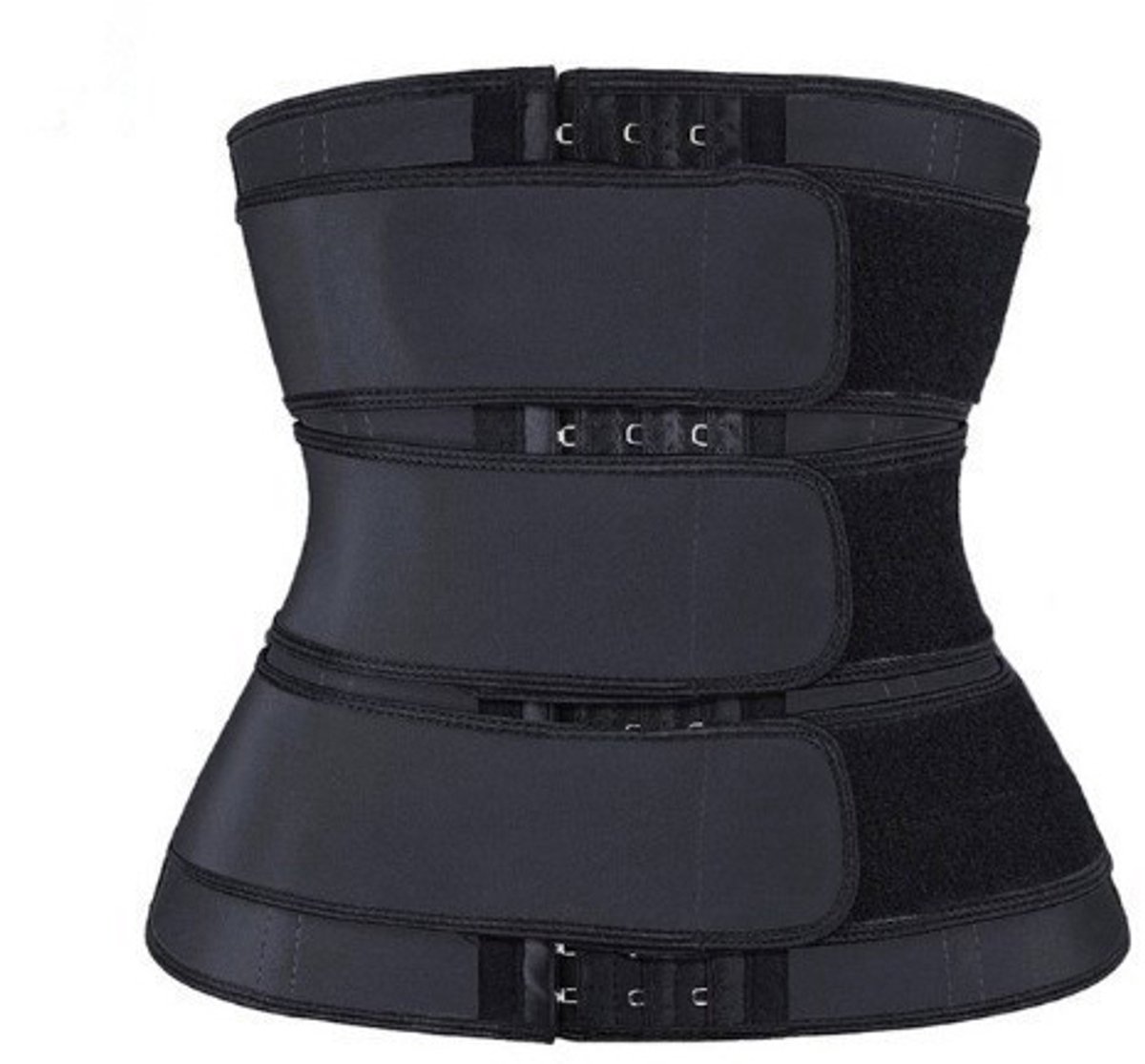 Women Sweat Reducer Training Belt - Sweatband - Waist Trainer - Slimming Belly Band - 3-Row Closure & Breathable Material - Extended Sizes (S to 6XL) - Black