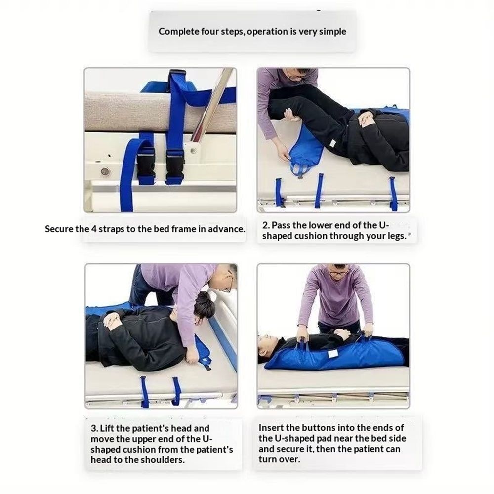 U-Shaped Positioning Sheet - Transfer Sheet for Turning and Repositioning, Multipurpose Bed Pad with Reinforced Handles, Turning Device for Elderly, Bed โ image 3