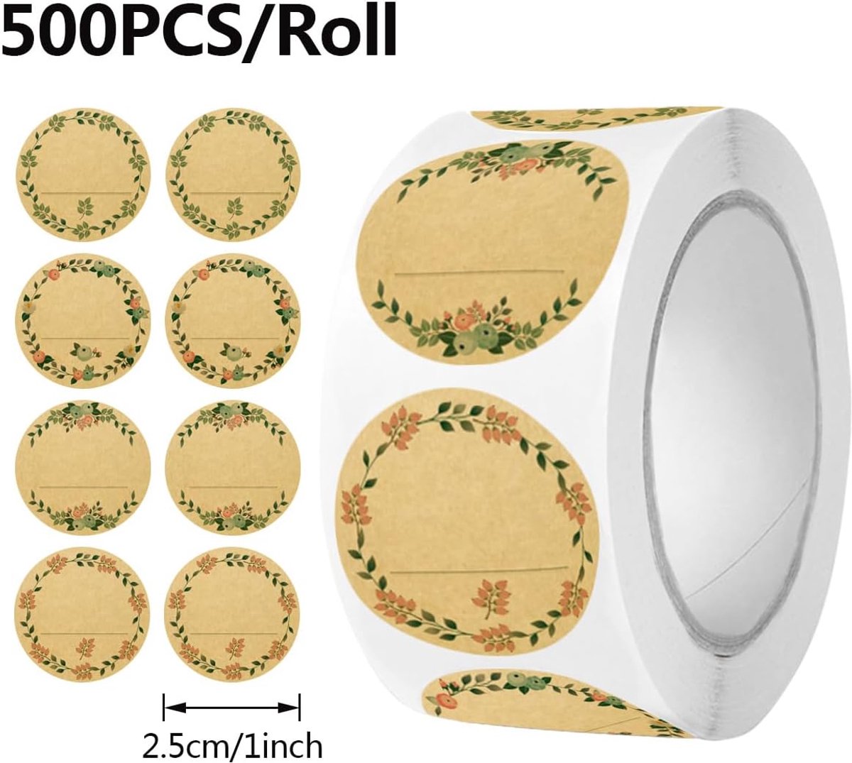 500 pieces - Labels - Jar Labels - jam labels - gift stickers - household labels - kraft paper stickers - writable - floral design - self-adhesive - for jam — image 5