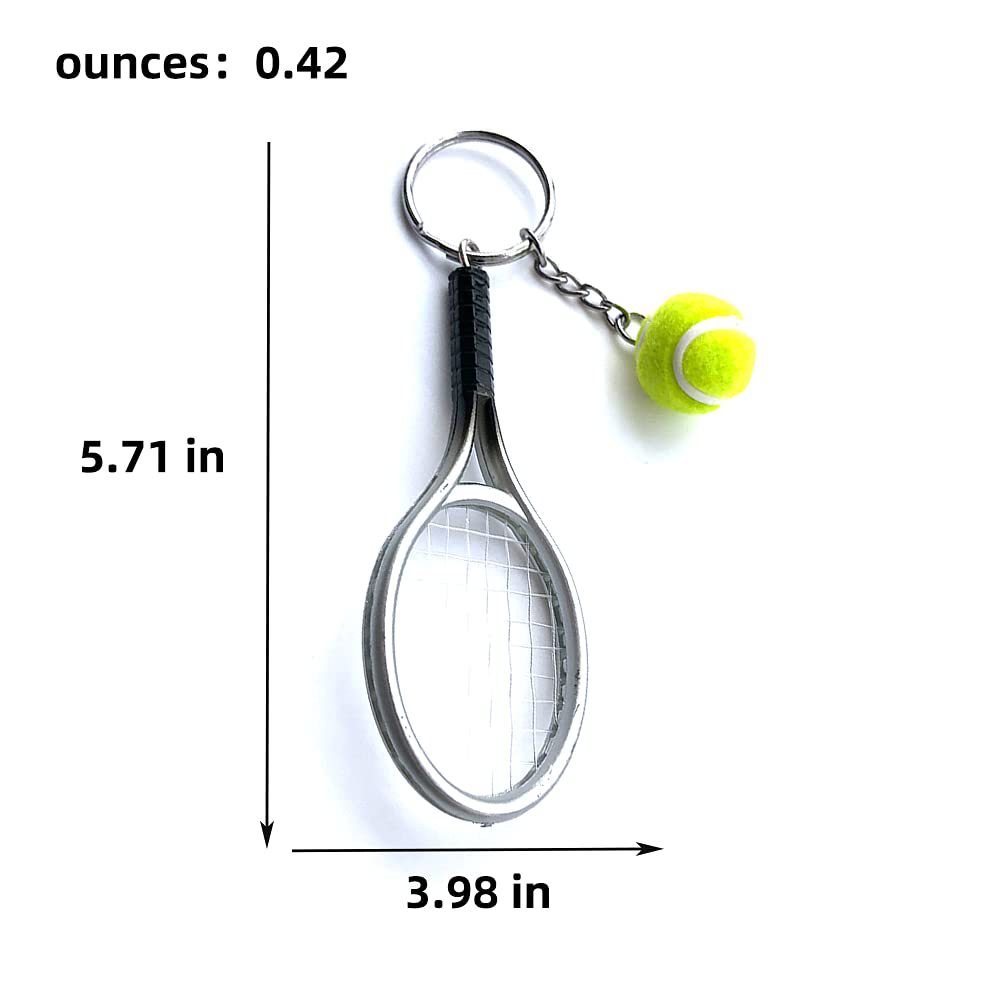 Blue Simulation Tennis Racket Keychain – Mini Tennis Racket and Ball Pendant, 3-Pack — image 3