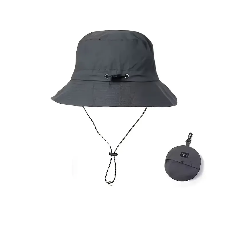New Unisex Wide Brim Bucket Hat UPF 50+ Sun Protection, Foldable & Windproof Linen Blend Hat for Hiking, Fishing, Beach & Vacation/grey