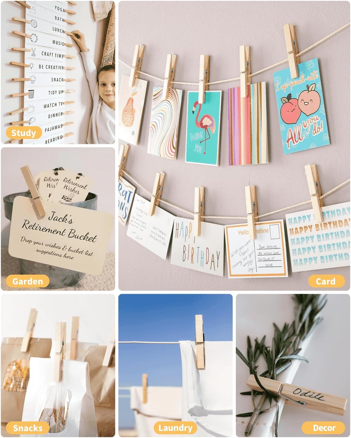 Large Clothes Pins Wooden Clothespins, 4 Inch 48 Pack Heavy Duty Outdoor Pegs, Clothing Hanging Laundry Close Pin Chip Clips Cheer Pins for Bags Photo Picture β image 6