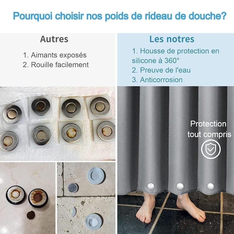 3-pack shower curtain magnets with silicone cover, rustproof and silent, prevents curtain from blowing up, 1.5 inches — image 6
