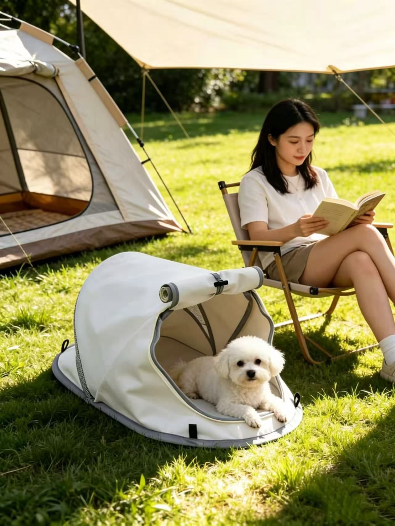 Pet Tent House for Cats & Dogs 68 × 35 × 30cm Dark Grey,Lightweight Portable Pet Shelter,Sun‑proof Indoor Outdoor Bed for Camping Picnic Lawn Trip,Ideal for — image 2