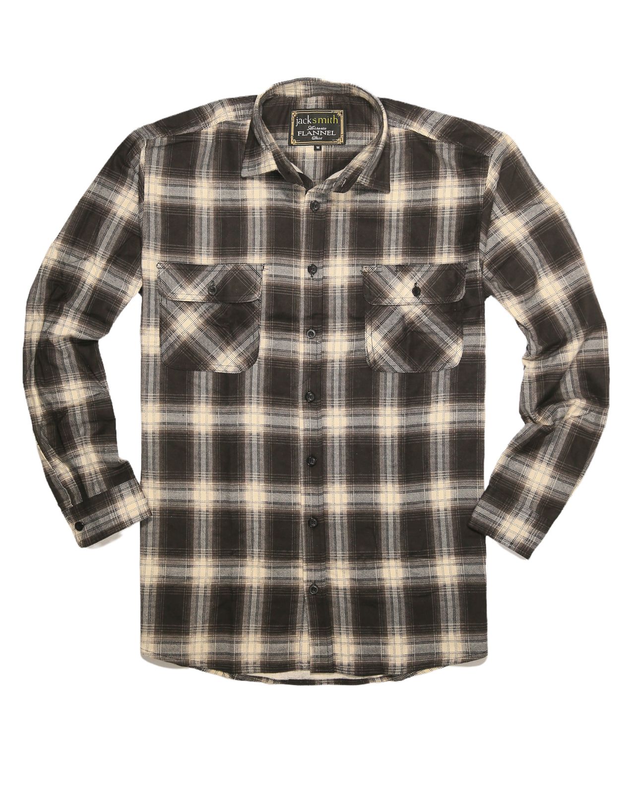 Mens Flannelette Long Sleeve Shirt 100% Cotton Check Authentic Flannel - Full Placket - Black โ image 6