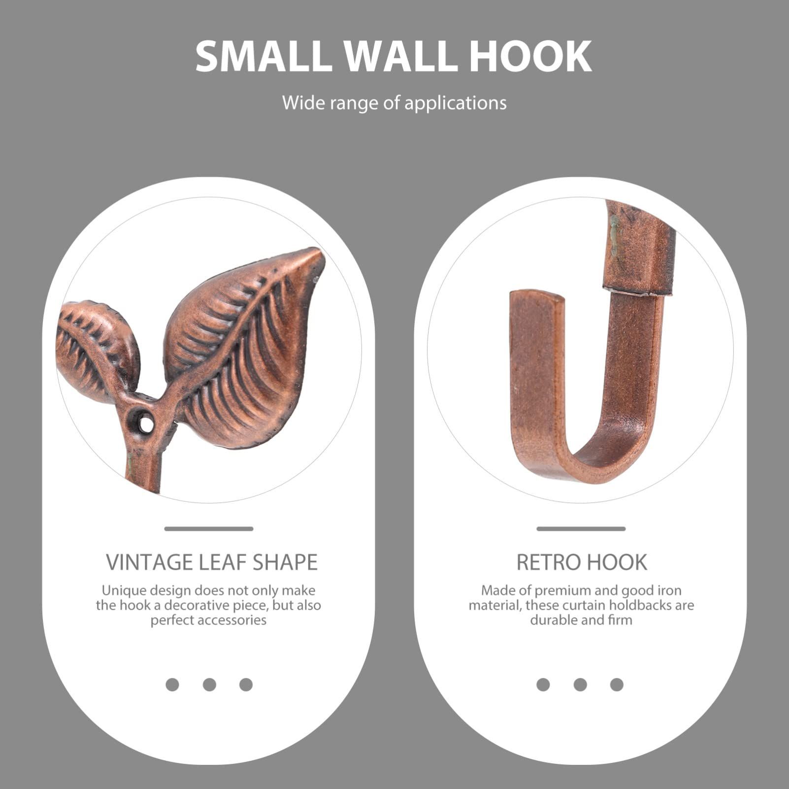 4pcs Metal Leaf Shaped Single Wall Hooks Vintage Iron Coat Hooks Rustic Wall- Mounted Coat Hangers for Home Scarf Bag Towel Key โ image 2
