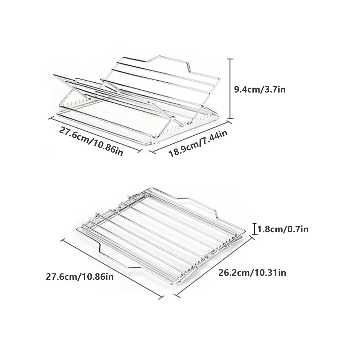 Stainless Steel Chicken Rack Foldable Adjustable Grill Stand For Oven Barbecue — image 3