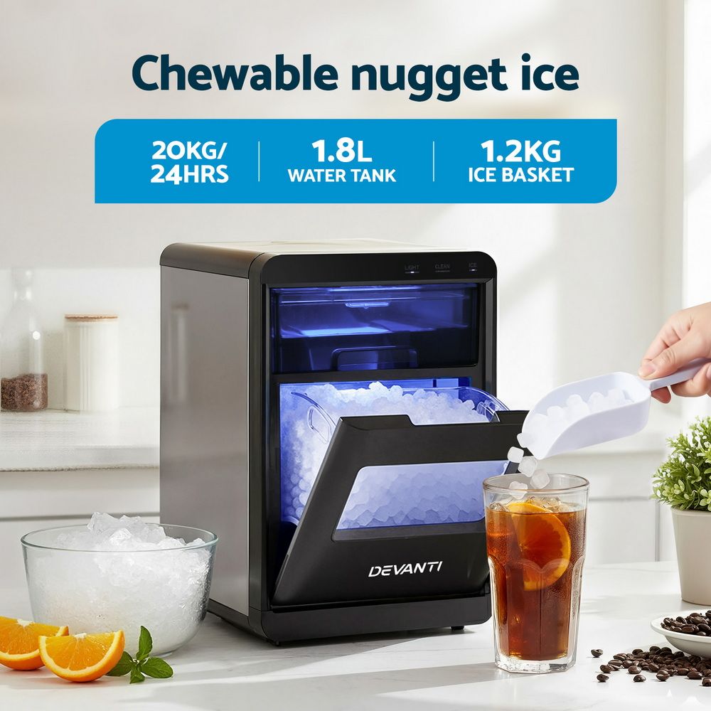 Devanti Ice Maker Machine 20kg Chewable Nugget Ice Countertop w/Self Cleaning — image 6