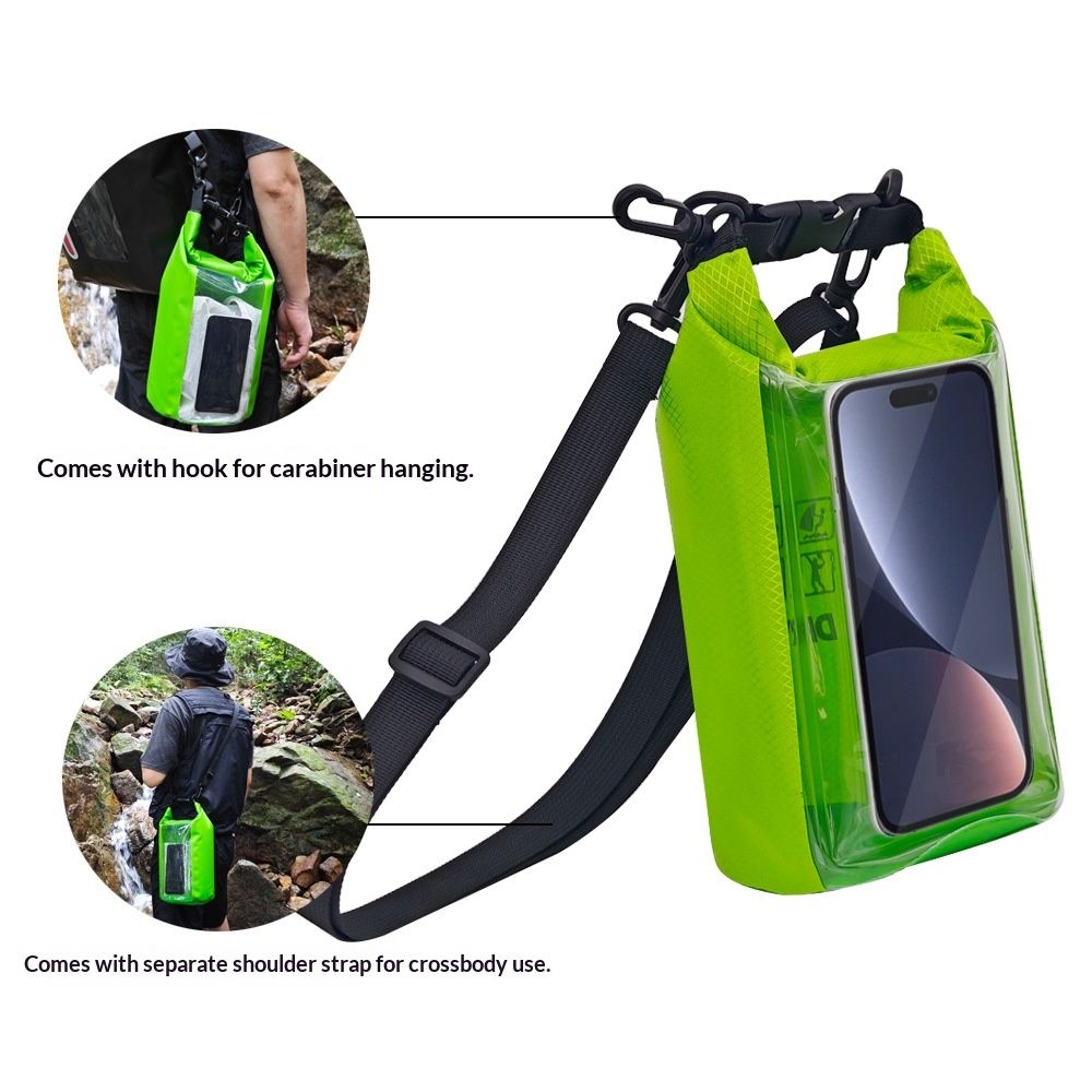 Waterproof Dry Bag, 2L - Roll Top Waterproof Pool Bag，Dry Bags for Kayaking Waterproof-/Phone Pouch,Large Waterproof Phone Pouch,（Green ） — image 4